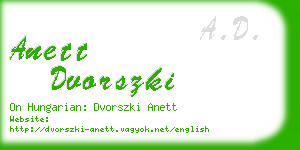 anett dvorszki business card